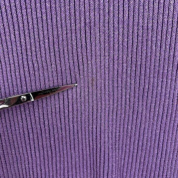 MASSIMO DUTTI Sweater Womens Medium Purple Ribbed Keyhole Tie Back Italian Yarn - Picture 10 of 13
